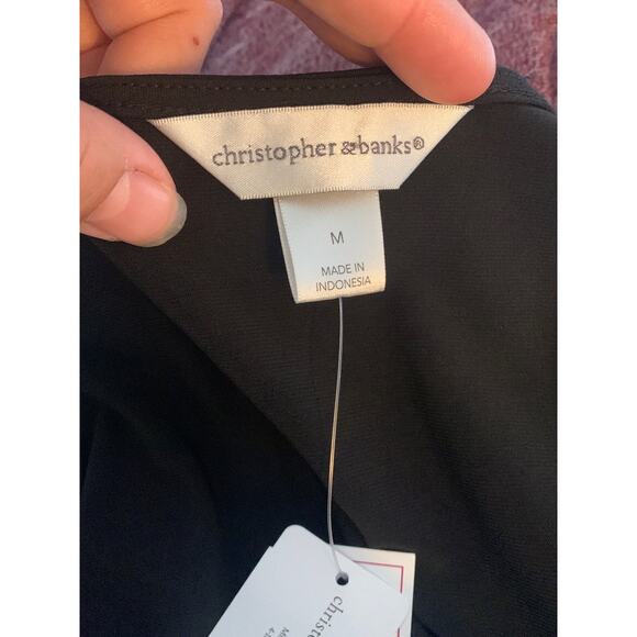 Christopher and banks black and blue print top womens medium new with tags - Picture 4 of 6